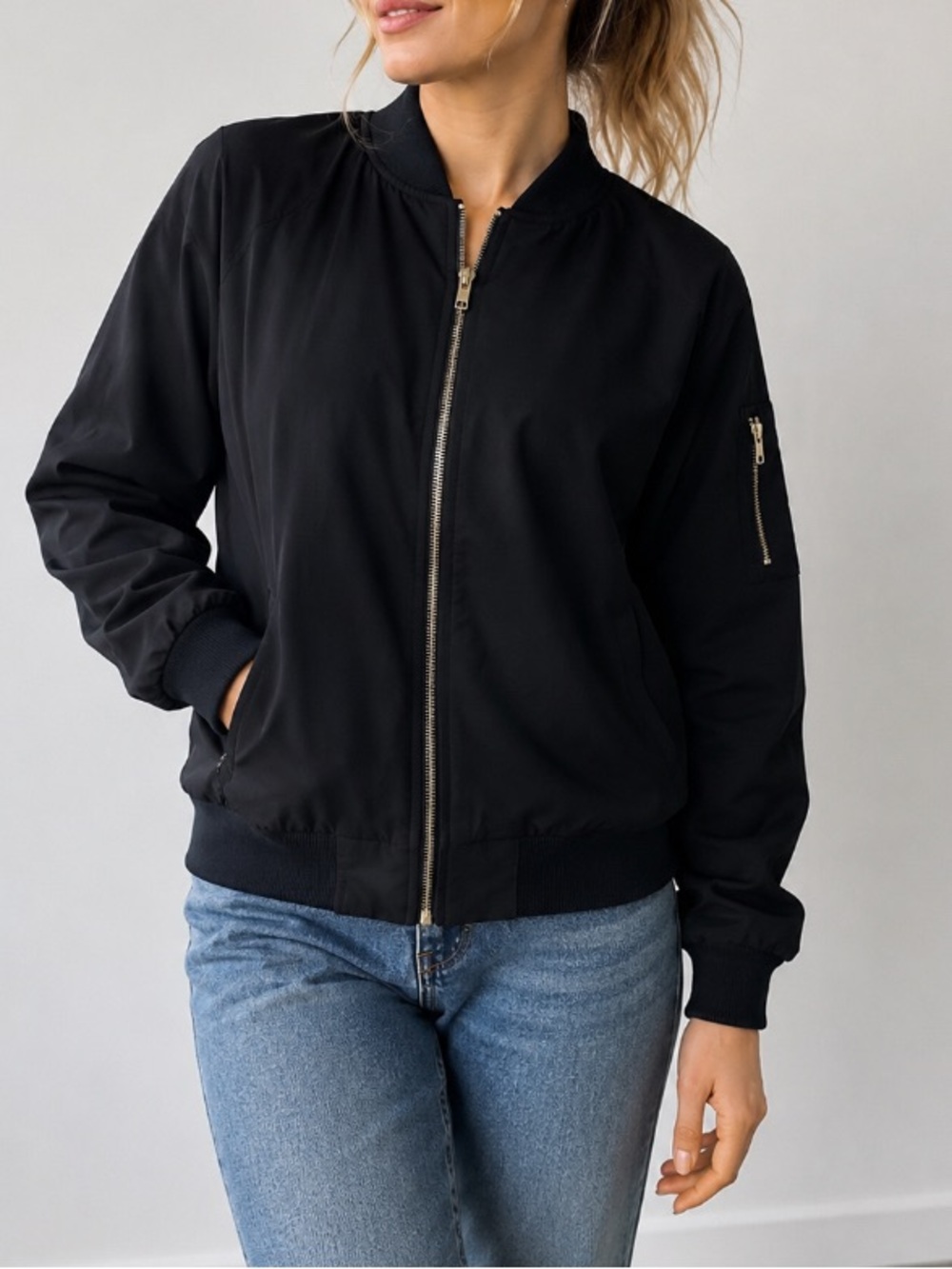 Albion Classic Women's Black Bomber Jacket - Unbranded